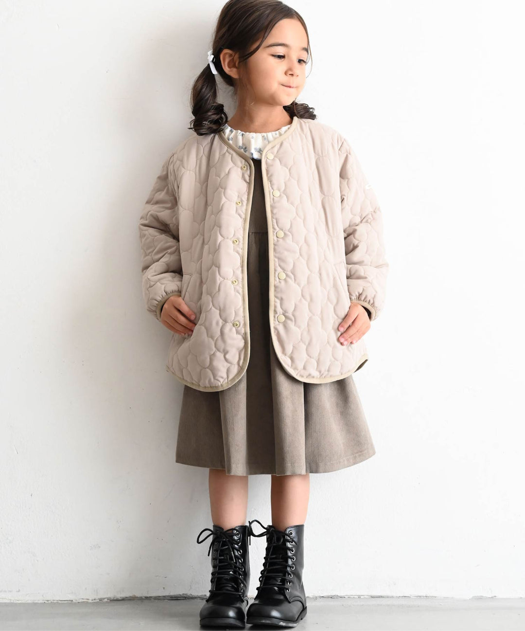 [Water-Repellent] Washable Collarless Quilted Jacket