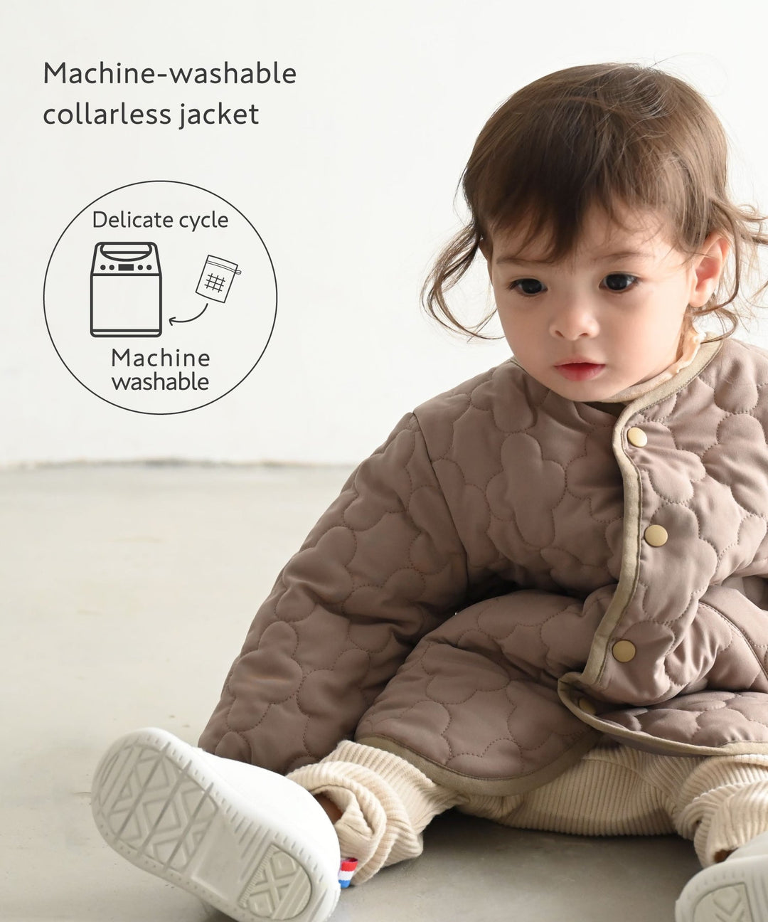 [Water-Repellent] Washable Collarless Quilted Jacket