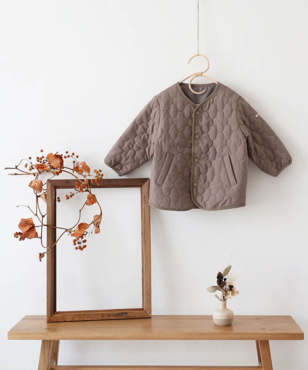 [Water-Repellent] Washable Collarless Quilted Jacket