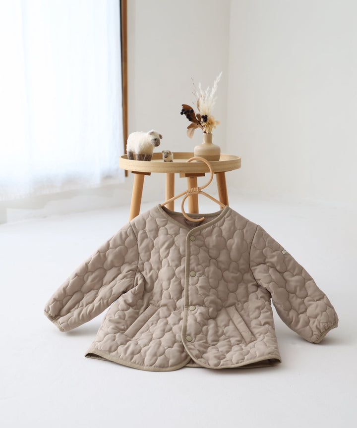 [Water-Repellent] Washable Collarless Quilted Jacket
