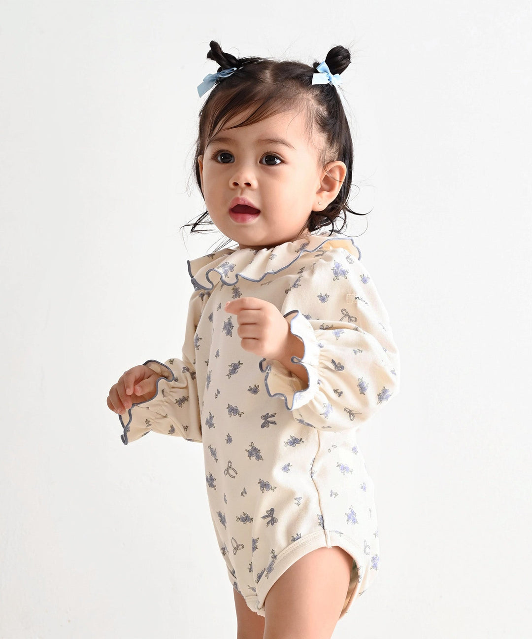 Long-Sleeve Romper with Frill Collar