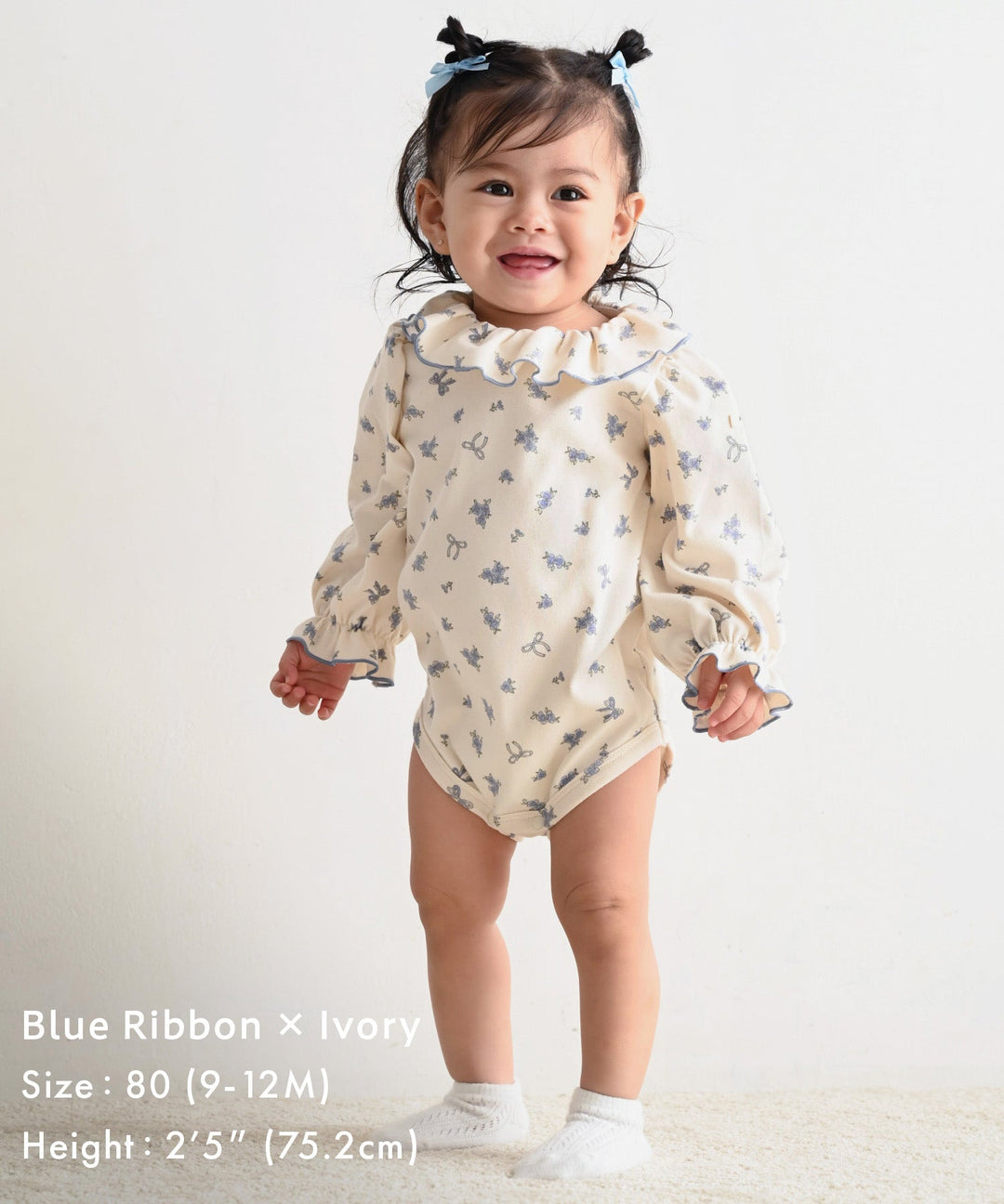 Long-Sleeve Romper with Frill Collar