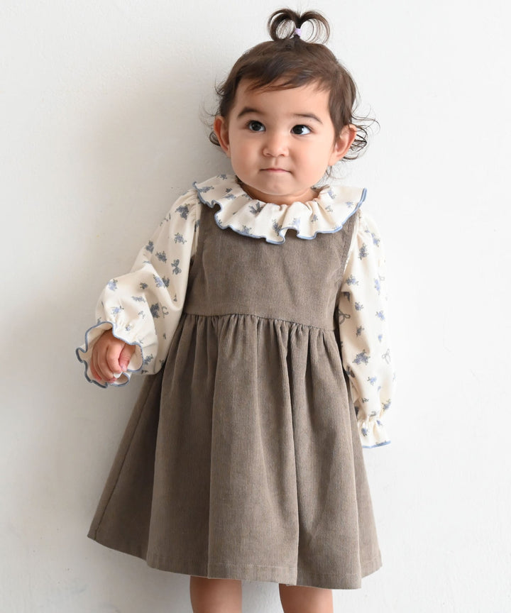 Long-Sleeve Romper with Frill Collar