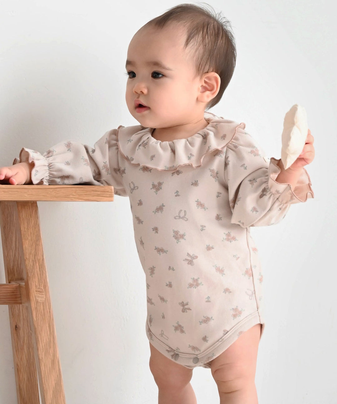 Long-Sleeve Romper with Frill Collar