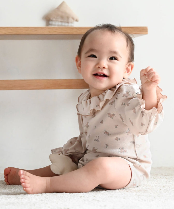 Long-Sleeve Romper with Frill Collar