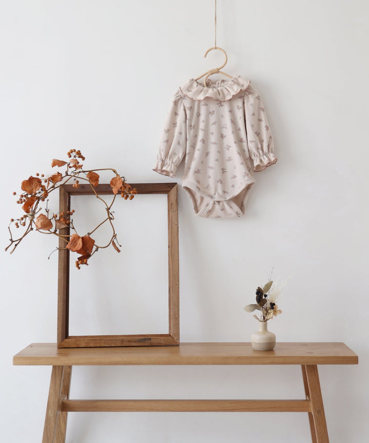 Long-Sleeve Romper with Frill Collar