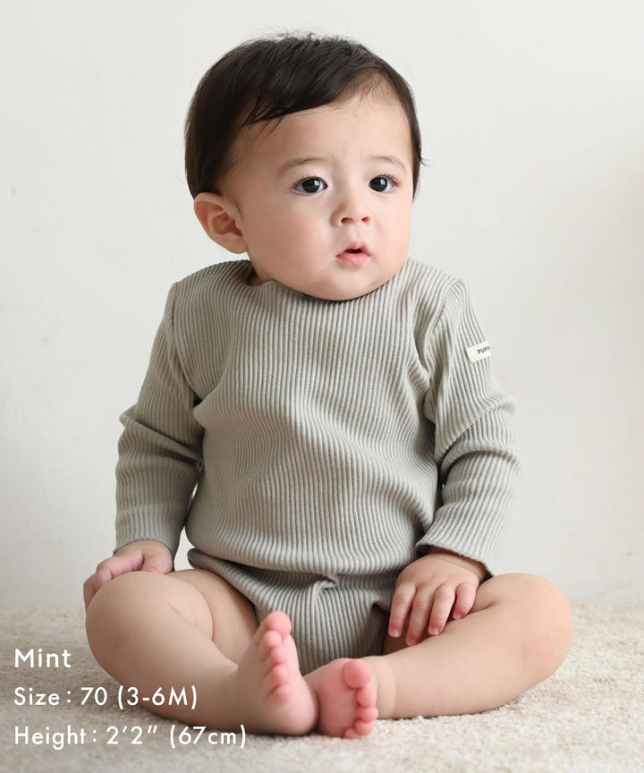 Long Sleeve Ribbed Romper