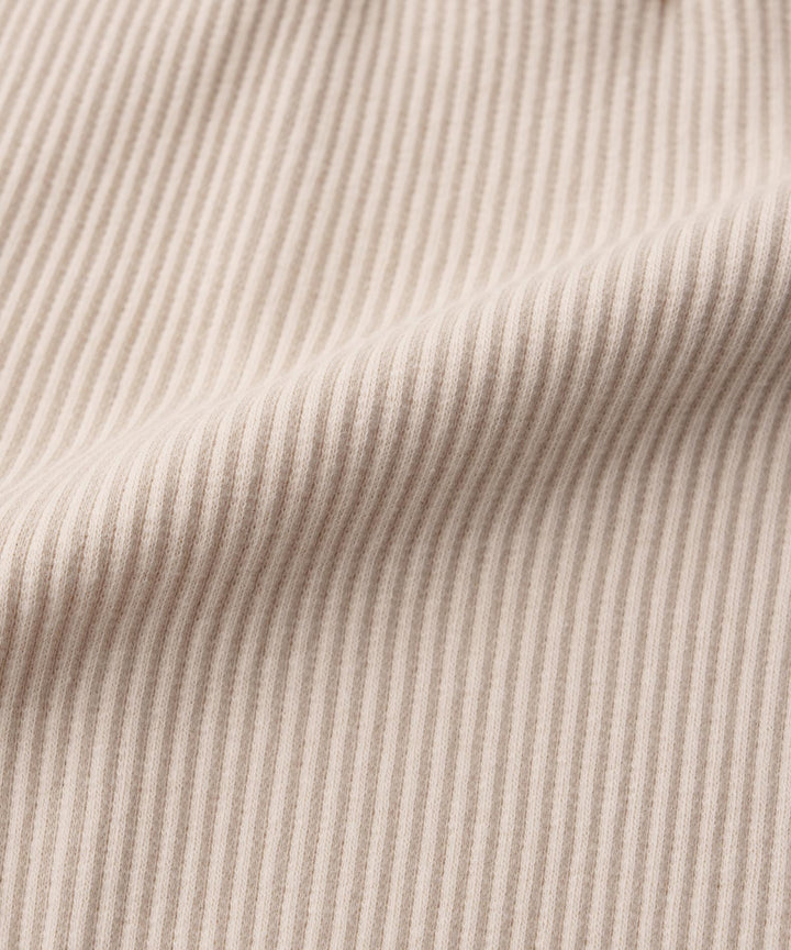 Shoulder-Frill Ribbed Long-Sleeve Romper