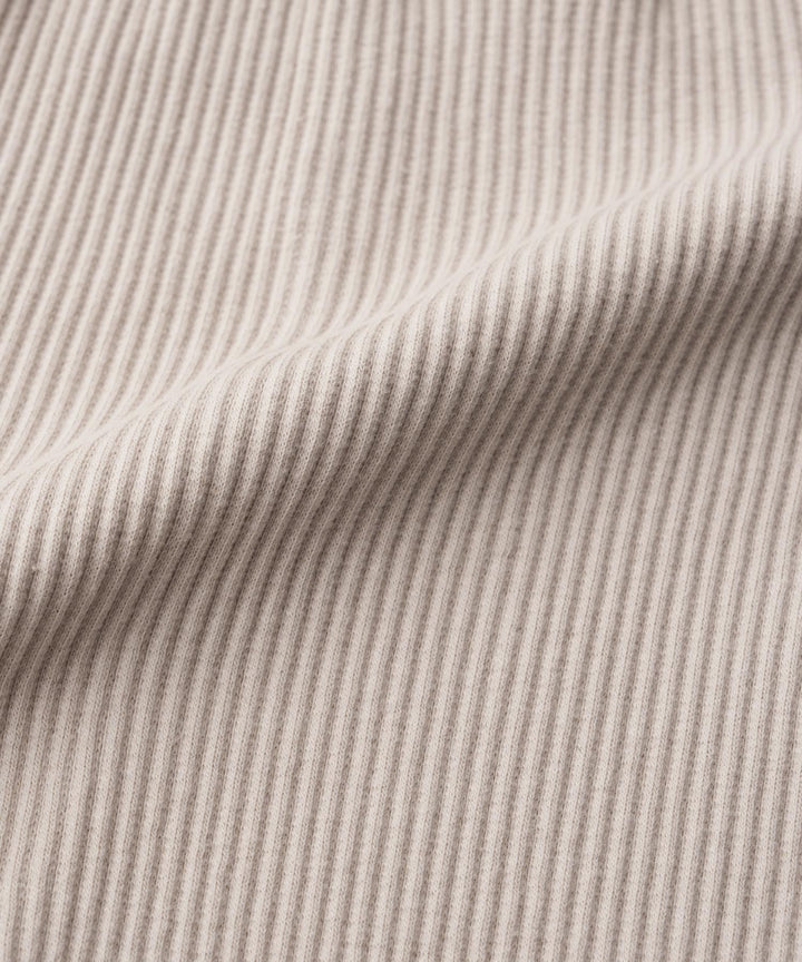 Shoulder-Frill Ribbed Long-Sleeve Romper