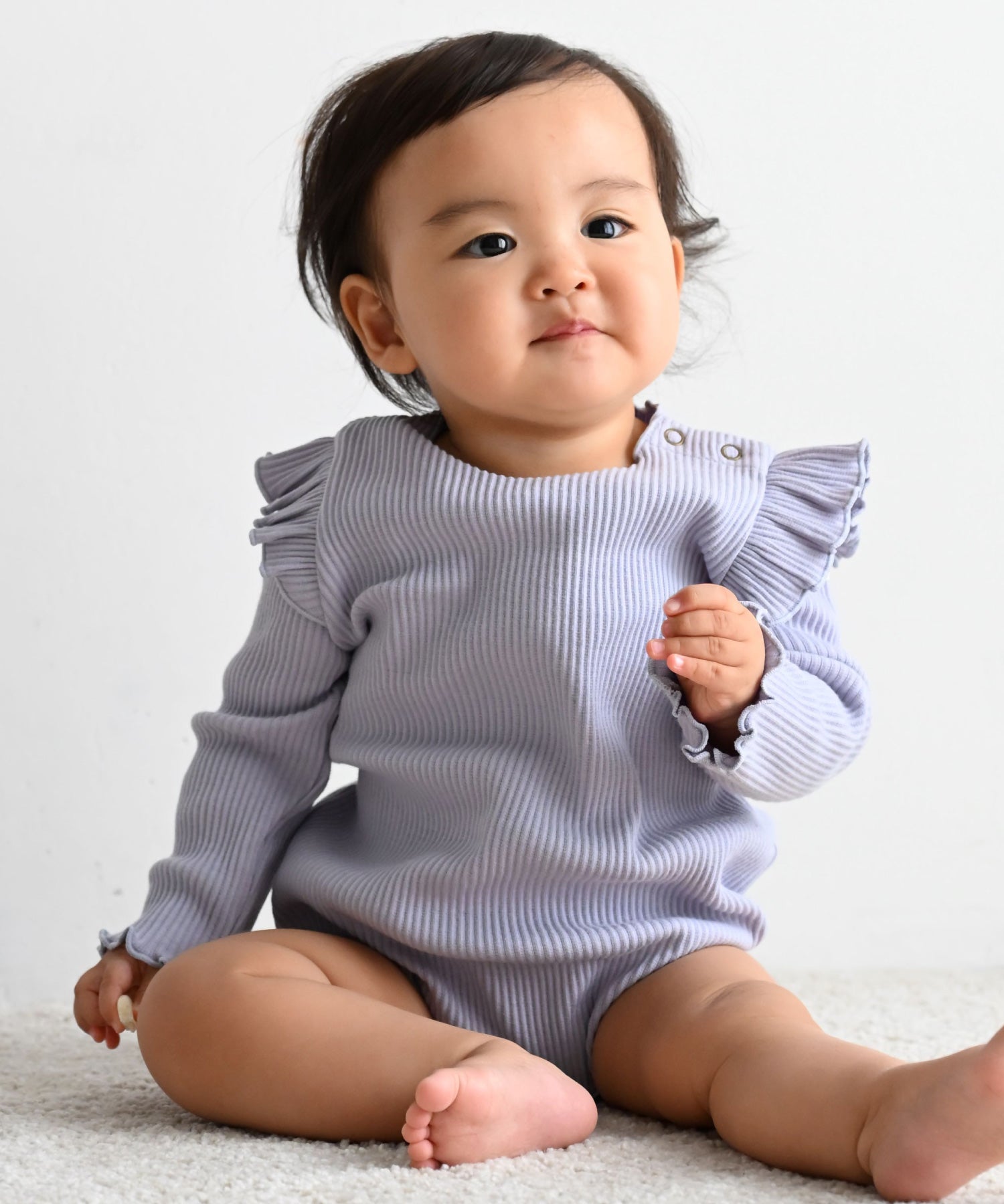 Shoulder-Frill Ribbed Long-Sleeve Romper – PUPPAPUPO OFFICIAL STORE
