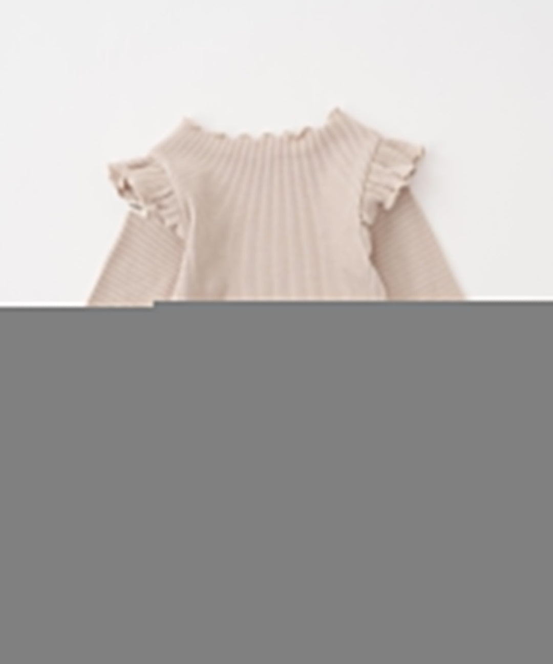 Shoulder-Frill Ribbed Long-Sleeve Romper