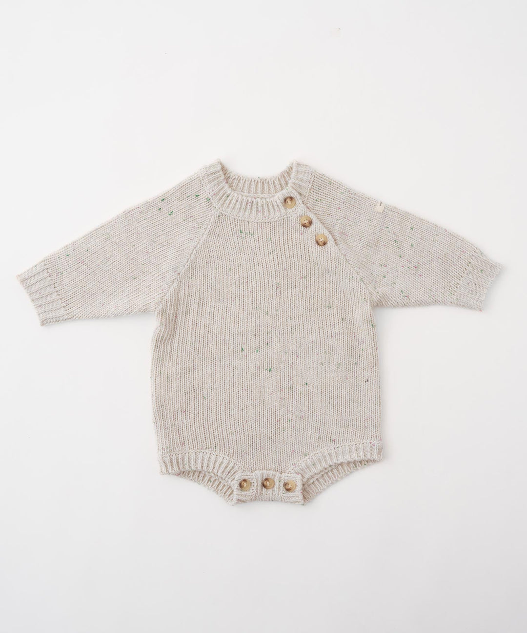 Long-Sleeve Color Nep Knit Romper