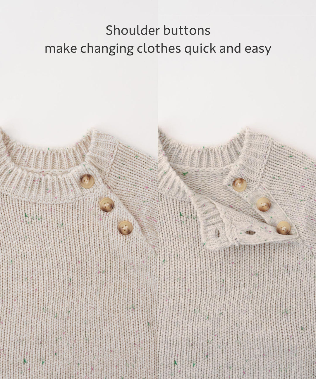 Long-Sleeve Color Nep Knit Romper