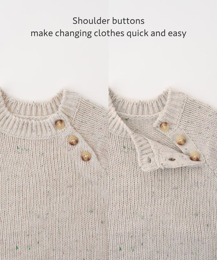 Long-Sleeve Color Nep Knit Romper