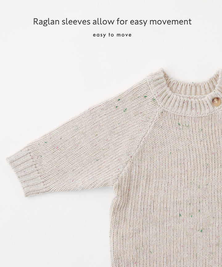 Long-Sleeve Color Nep Knit Romper