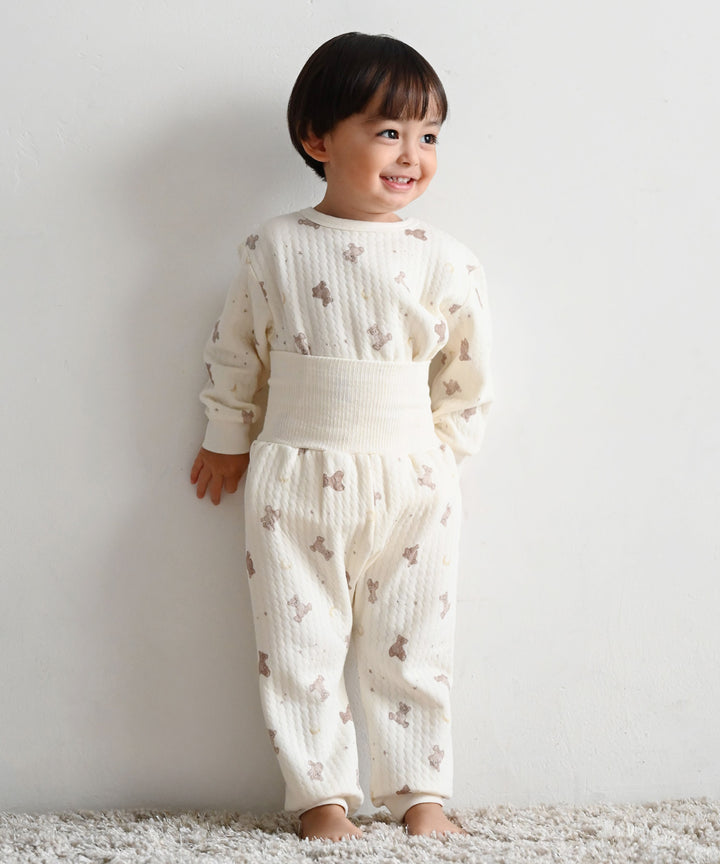 Baby Knit Quilt Pajamas with Stomach-Wrap Waistband