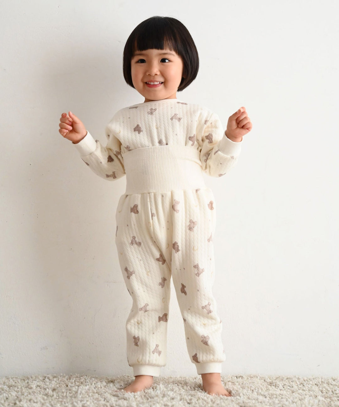Baby Knit Quilt Pajamas with Stomach-Wrap Waistband