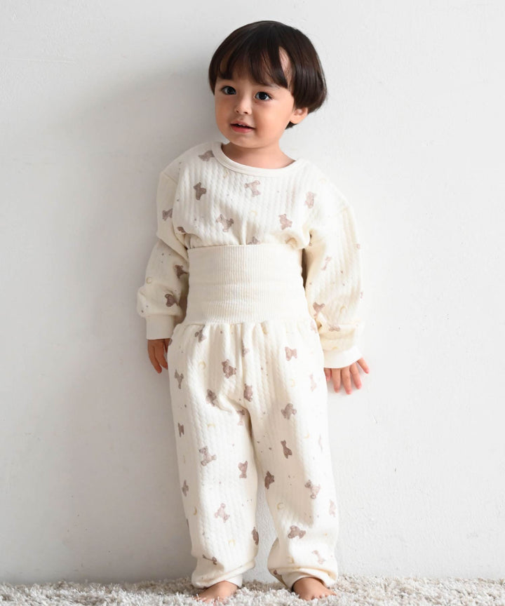 Baby Knit Quilt Pajamas with Stomach-Wrap Waistband