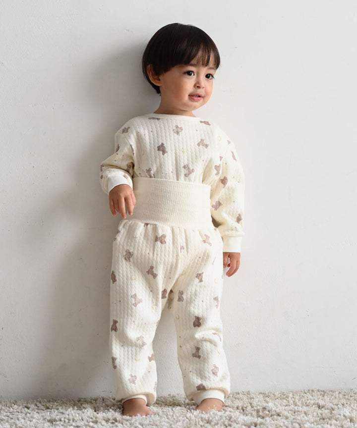 Baby Knit Quilt Pajamas with Stomach-Wrap Waistband