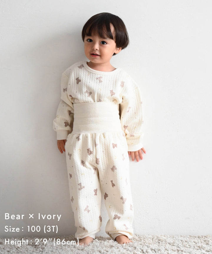 Baby Knit Quilt Pajamas with Stomach-Wrap Waistband