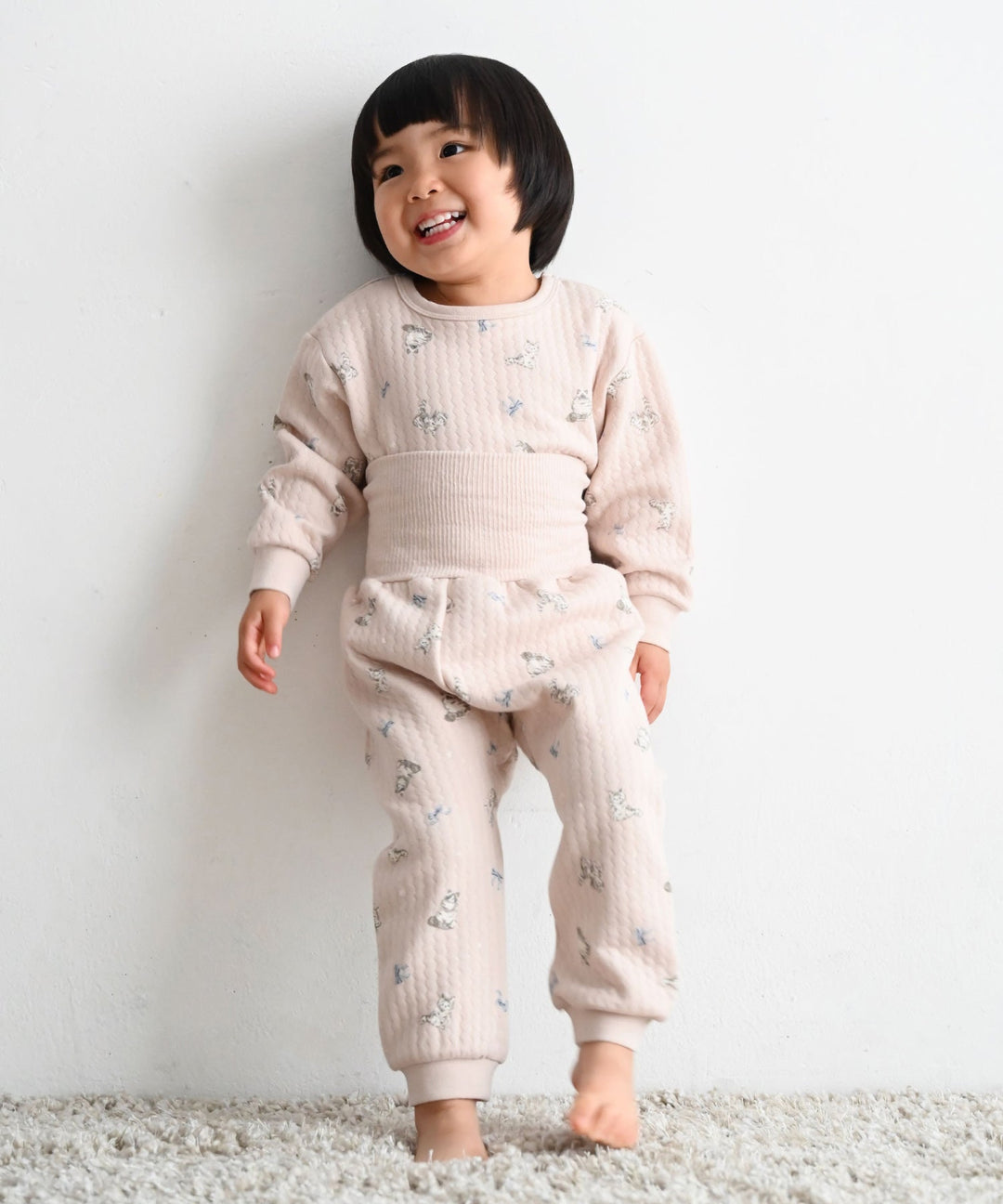 Baby Knit Quilt Pajamas with Stomach-Wrap Waistband