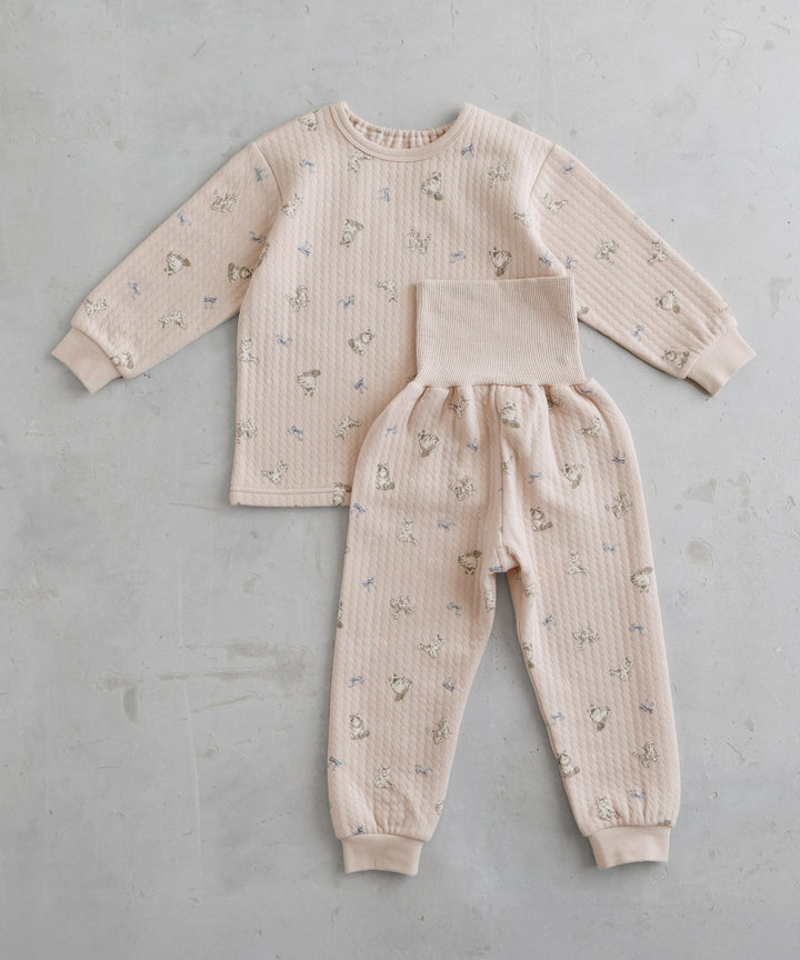 Baby Knit Quilt Pajamas with Stomach-Wrap Waistband