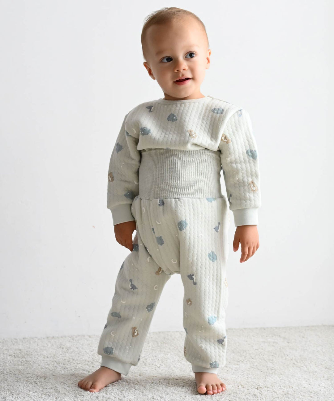 Baby Knit Quilt Pajamas with Stomach-Wrap Waistband