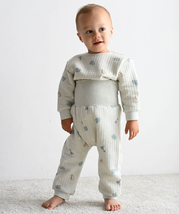 Baby Knit Quilt Pajamas with Stomach-Wrap Waistband