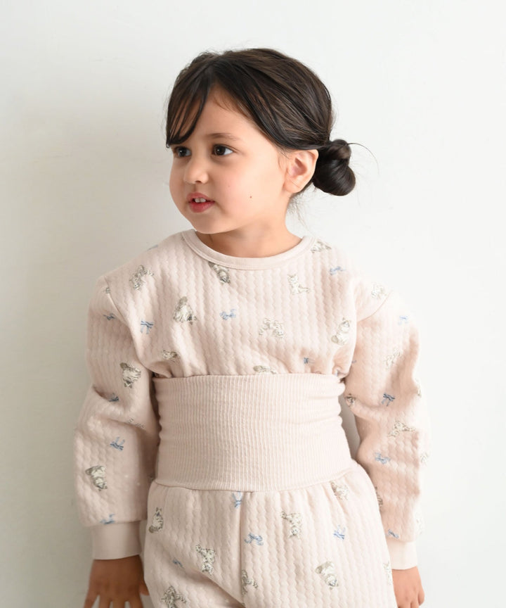 Baby Knit Quilt Pajamas with Stomach-Wrap Waistband