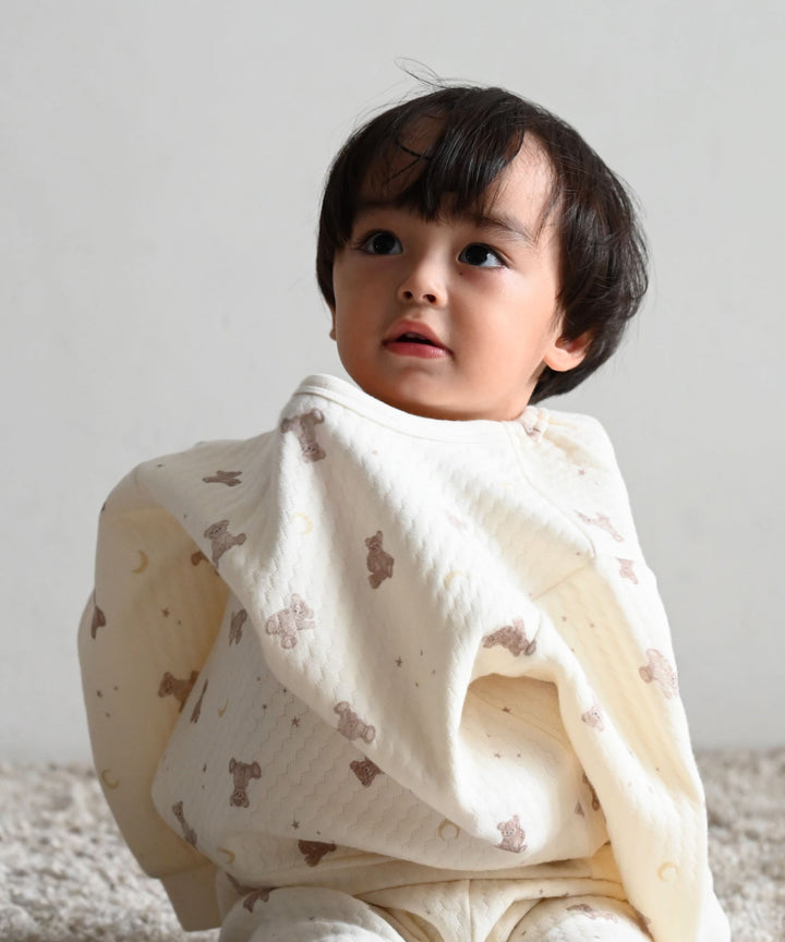 Baby Knit Quilt Pajamas with Stomach-Wrap Waistband