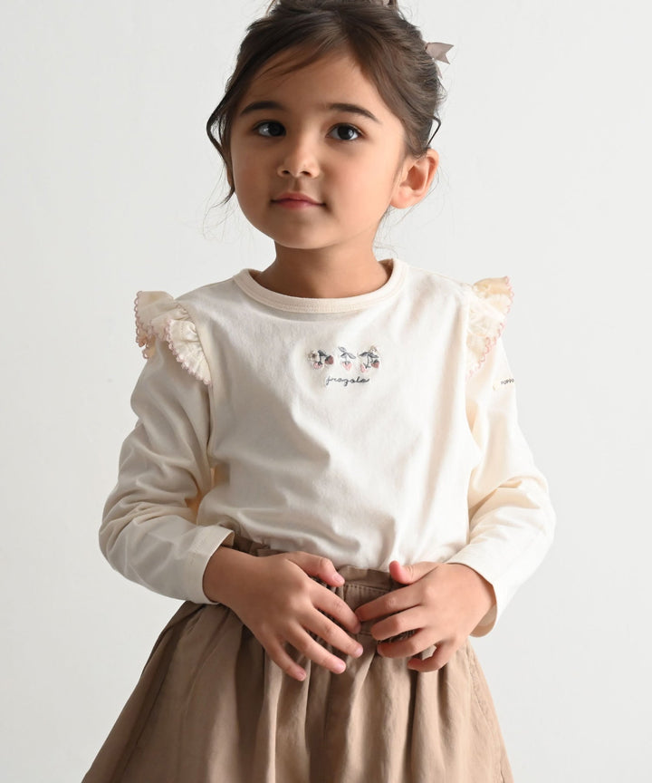 【SS】Shoulder Frill Long-Sleeve T-Shirt