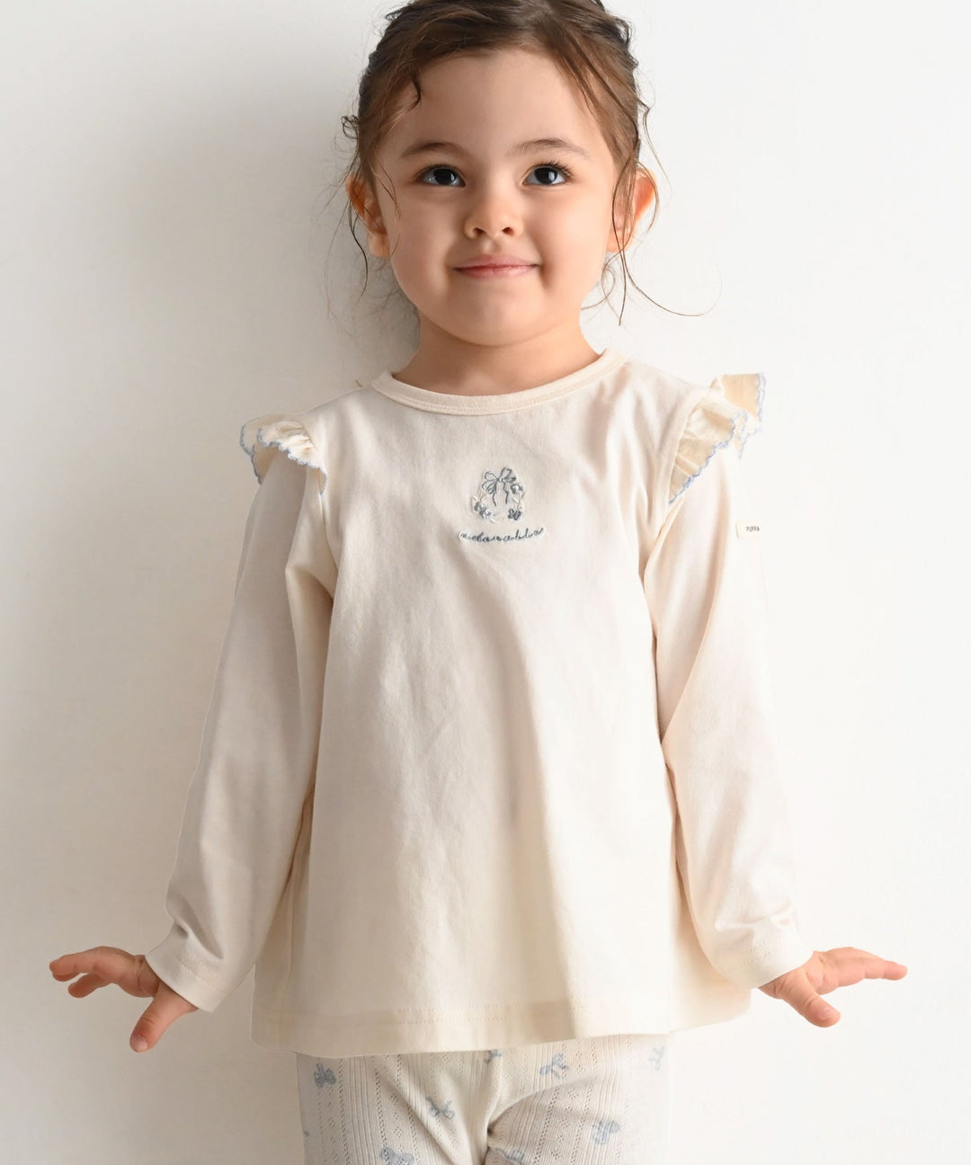 【SS】Shoulder Frill Long-Sleeve T-Shirt