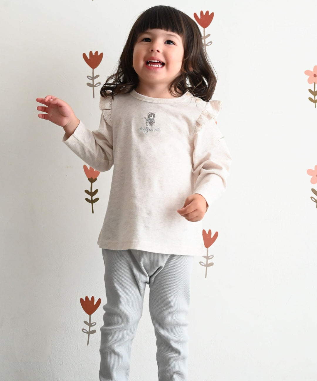 【SS】Shoulder Frill Long-Sleeve T-Shirt