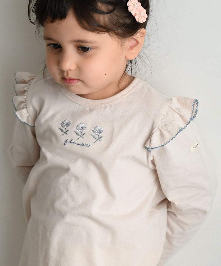 【SS】Shoulder Frill Long-Sleeve T-Shirt