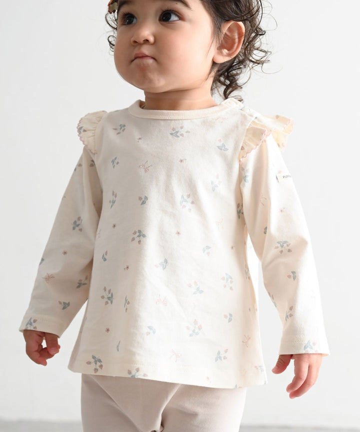 【SS】Shoulder Frill Long-Sleeve T-Shirt