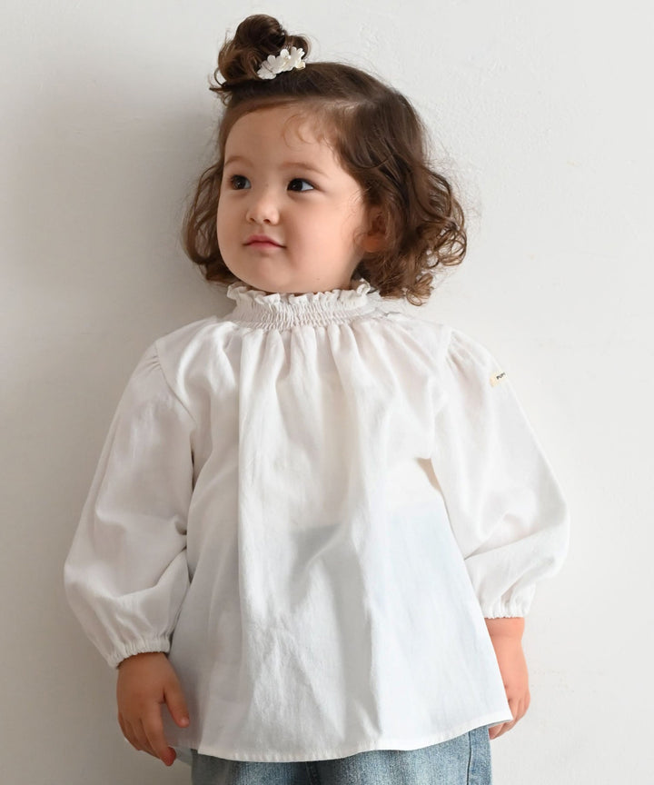 Shirred Puff-Sleeve Blouse