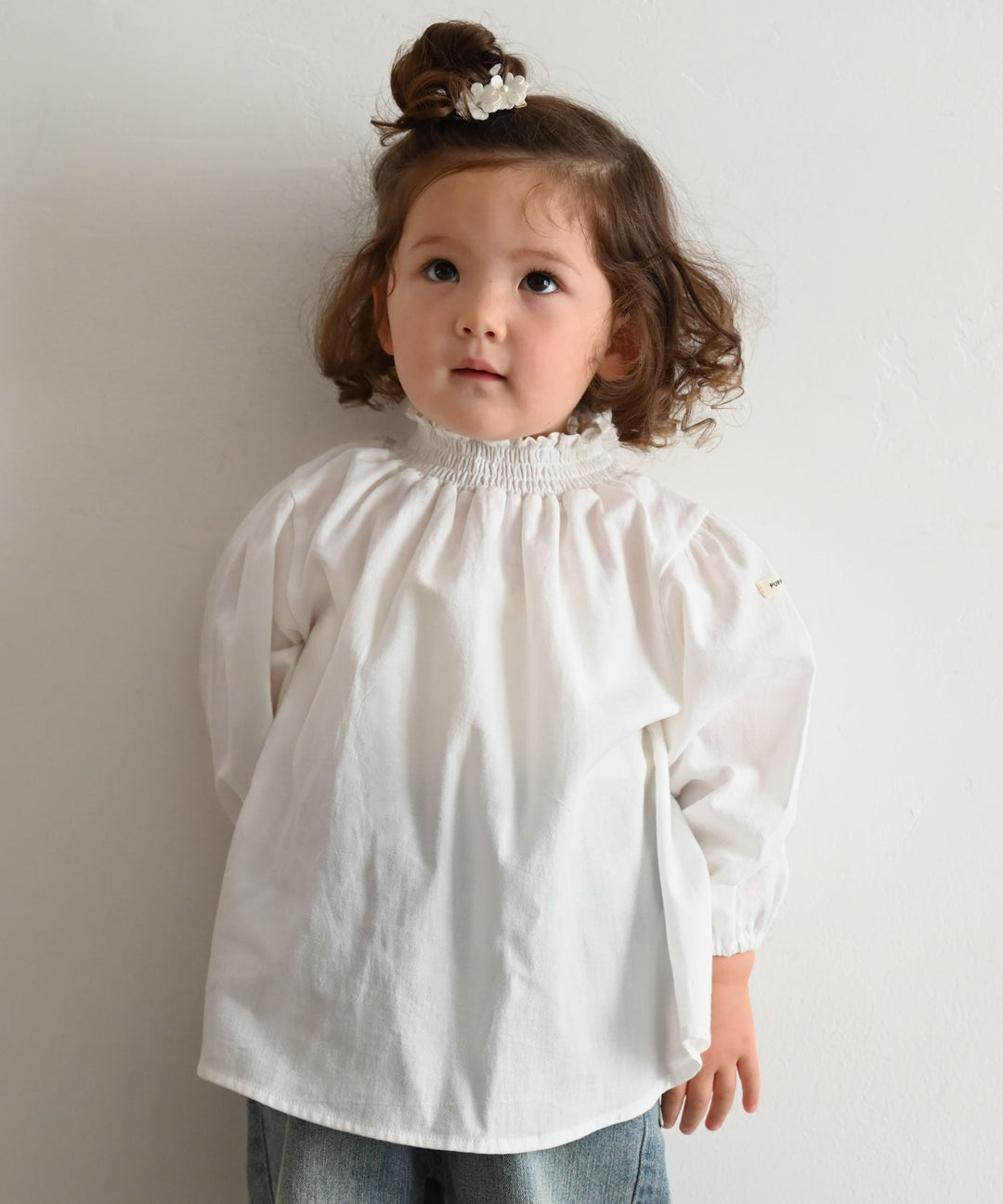 Shirred Puff-Sleeve Blouse