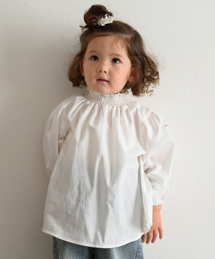 Shirred Puff-Sleeve Blouse