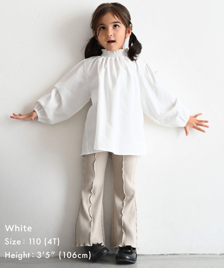 Shirred Puff-Sleeve Blouse