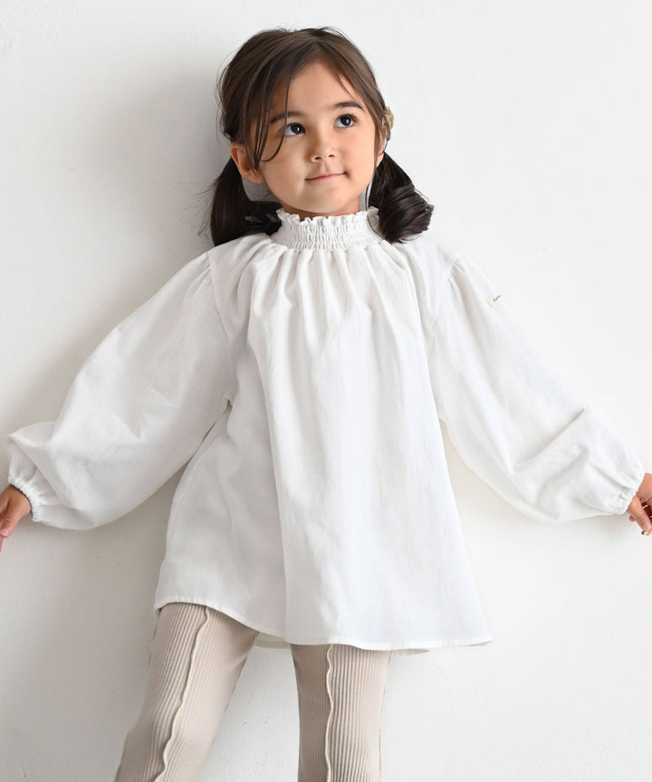 Shirred Puff-Sleeve Blouse