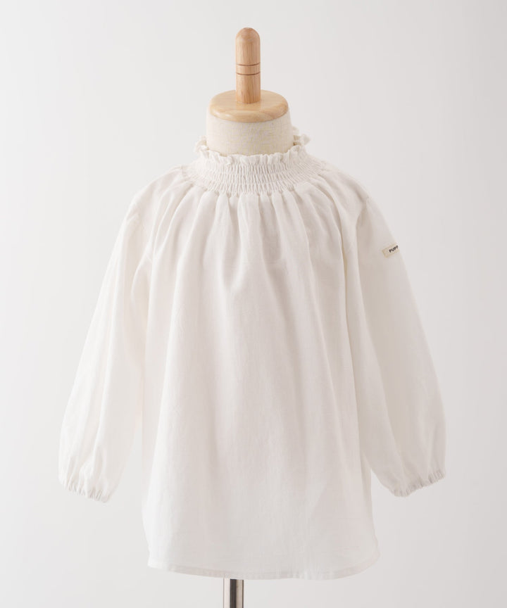 Shirred Puff-Sleeve Blouse