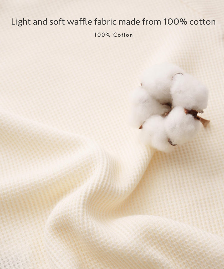 Long-Sleeve Waffle Romper with Bonnet