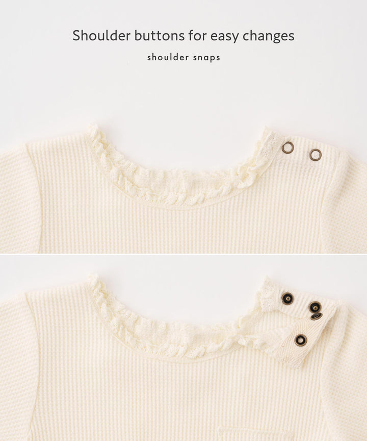 Long-Sleeve Waffle Romper with Bonnet