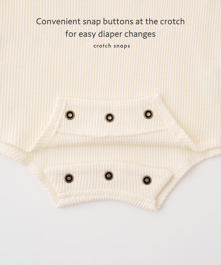 Long-Sleeve Waffle Romper with Bonnet