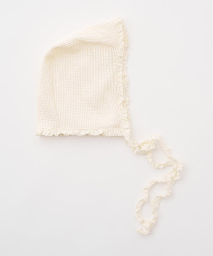 Long-Sleeve Waffle Romper with Bonnet