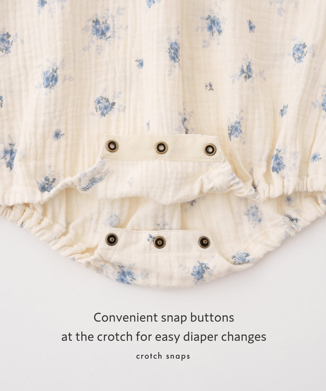 Shirred Puff-Sleeve Double Gauze Long-Sleeve Romper