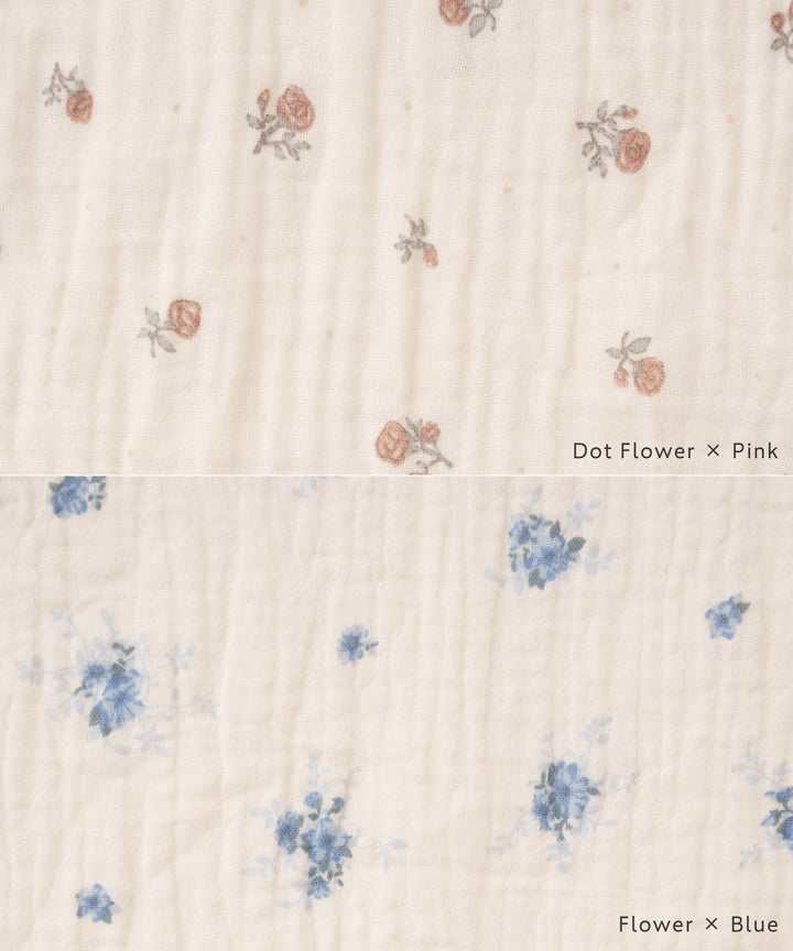 Shirred Puff-Sleeve Double Gauze Long-Sleeve Romper