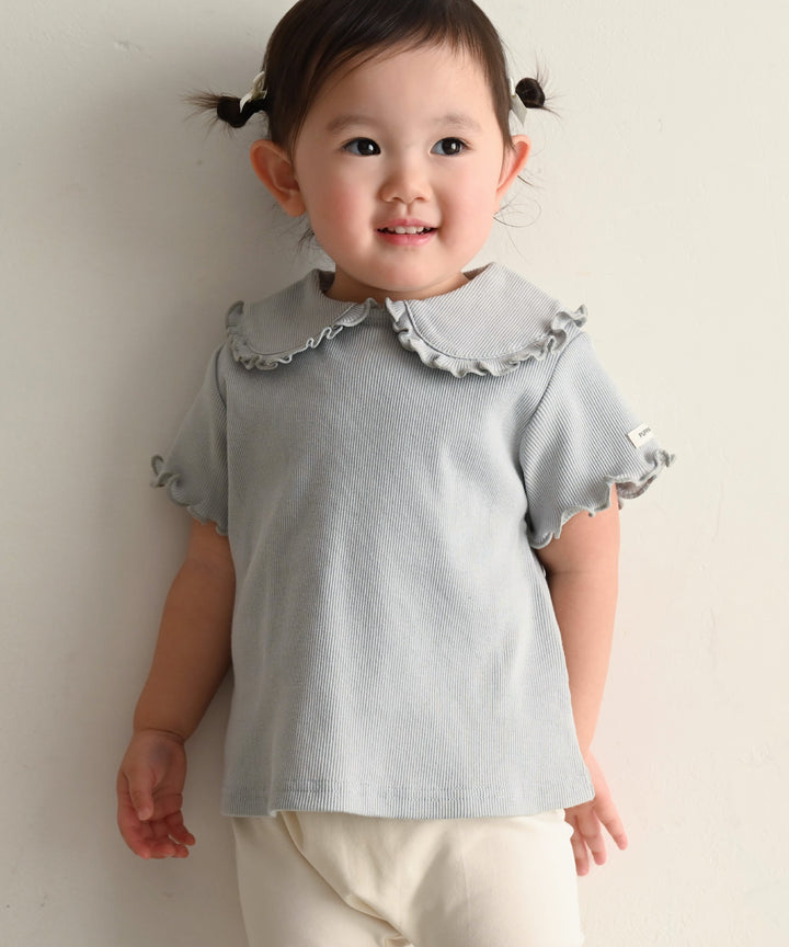 Big-Collar Short-Sleeve Ribbed T-Shirt