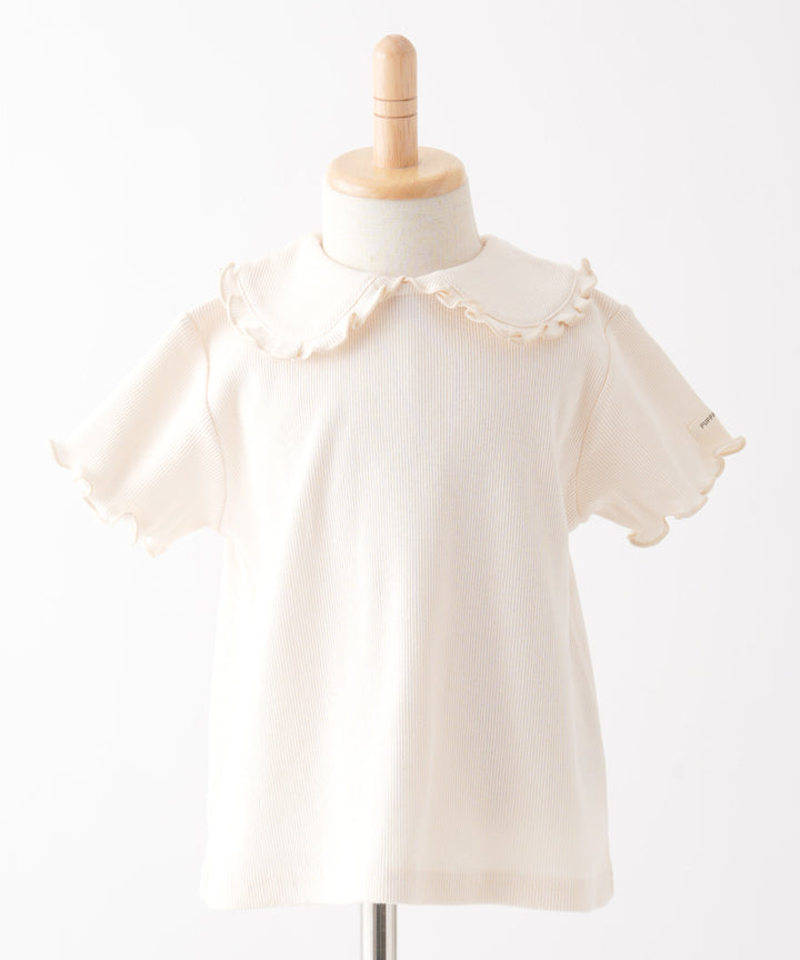 Big-Collar Short-Sleeve Ribbed T-Shirt