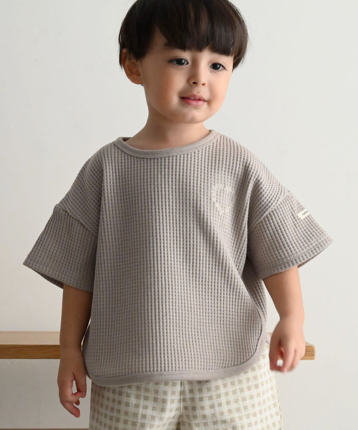 羅紋圓 નીચે 短袖格子 T 恤